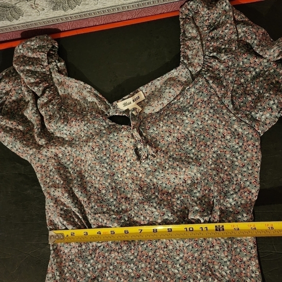 Blue Mood Floral Tie Back Short Sleeve Blouse Size L NWT - Picture 6 of 10